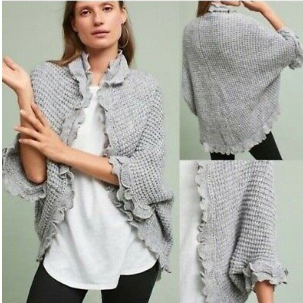 Anthropologie Moth Rocia Wool Sweater Shawl